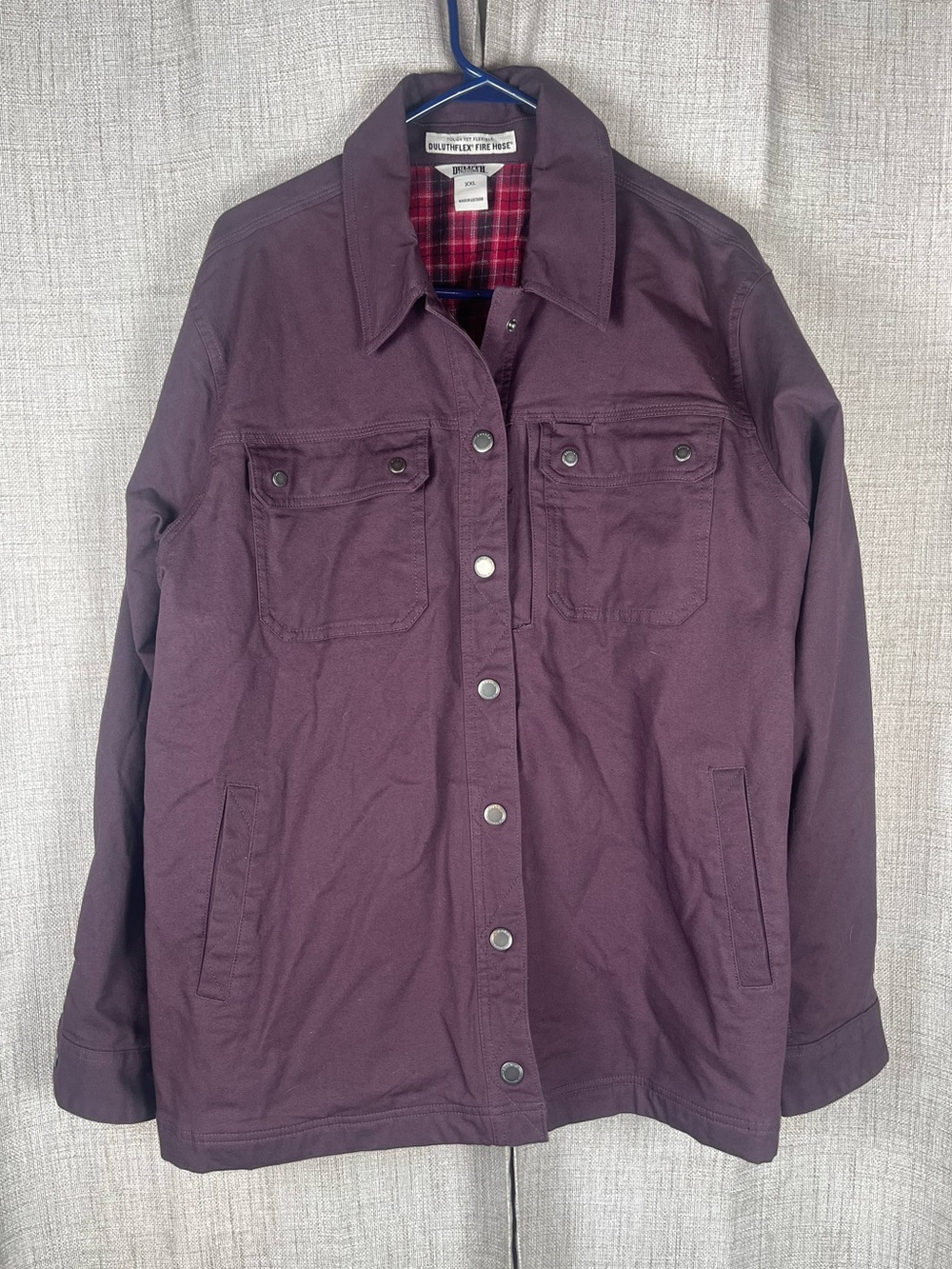 DULUTH TRADING CO. Flex Fire Hose Shirt Jacket Cotton Blend Sz XXL Purple EUC